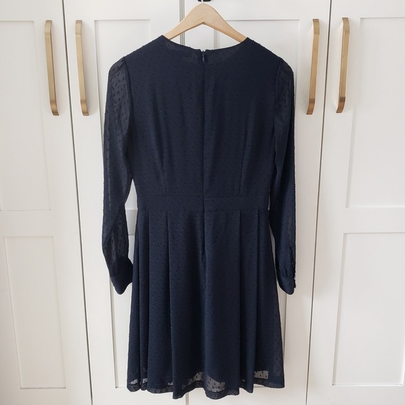 Brooks Brothers Dress Womens 8 Navy Blue Swiss Dot - Picture 3 of 7